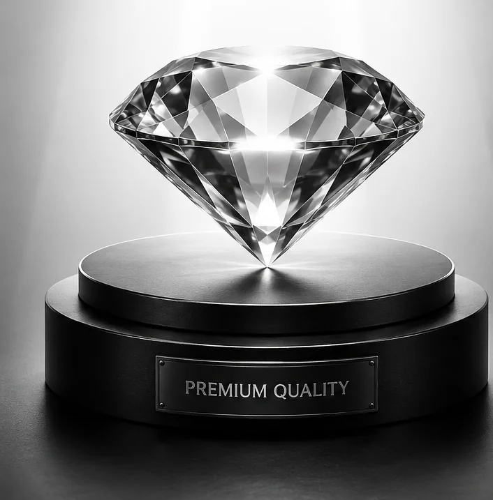 Split graphic: a premium product presented like a diamond under a spotlight, next to a generic website funnel that looks like everyone else